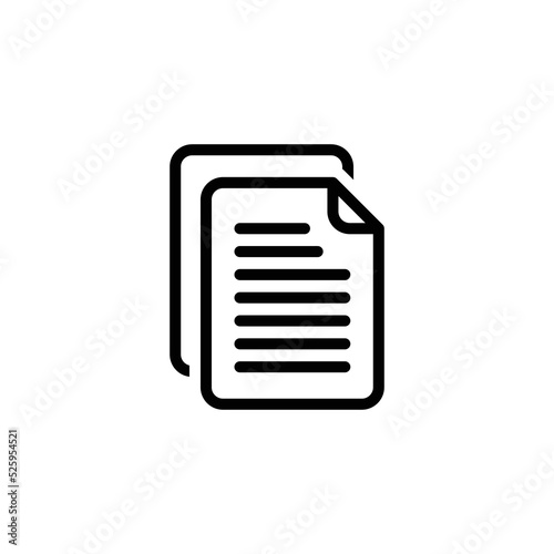 File document icon. Simple outline style. Two stacked pages, paper, business concept. Thin line vector illustration isolated on white background. EPS 10. © Skydot