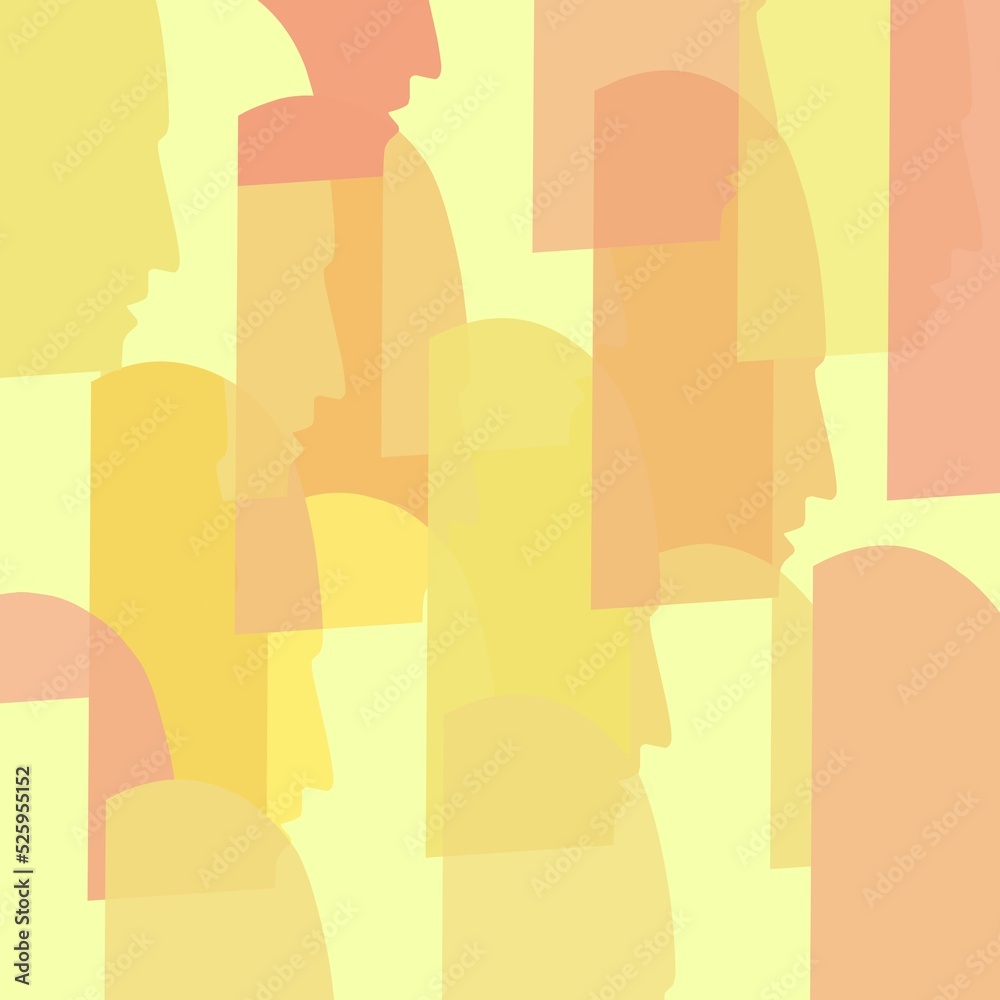 Abstract illustration of abstract layer shapes coloured yellow, orange, and red. Abstract illustration of abstract layer shapes coloured yellow, orange, and red.