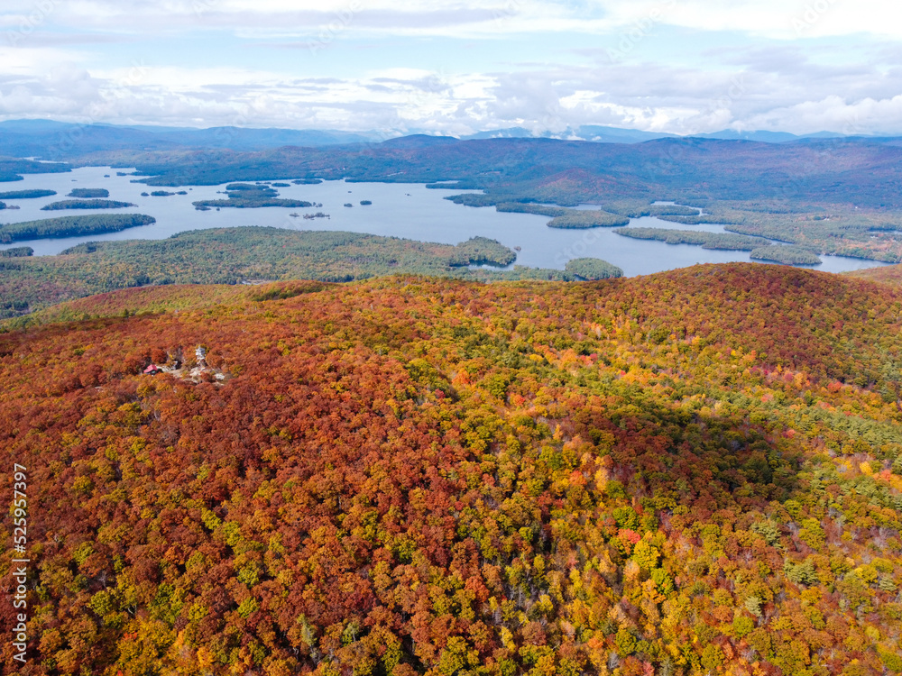 Red Hill mountain on Lake Squam, New Hampshire during fall autumn