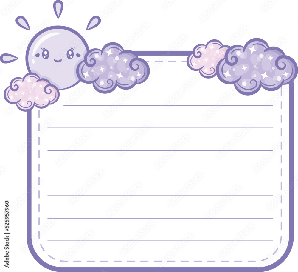 cute sun frame with clouds note letter with pastel coloring for writing cute sun frame with clouds note letter with pastel coloring for writing