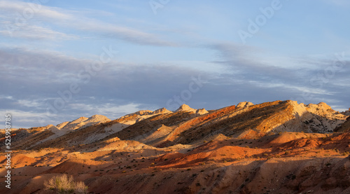 Red Rock Mountains in the Desert at Sunrise. Spring Season. Goblin Valley State Park. Utah  United States. Nature Background.