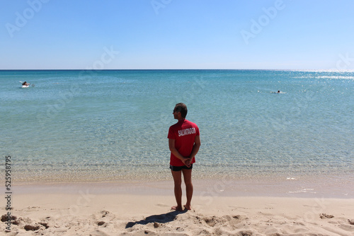 lifeguard watching on the beach in Italy