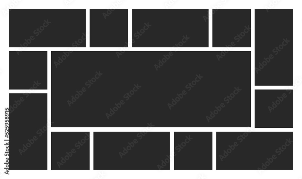 Photo collage grid template. Vector template empty frames.