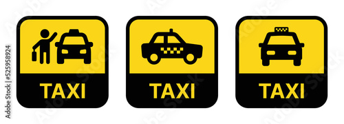 Taxi sign icon. Cab car service symbol vector illustration.