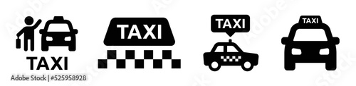 Valokuva Taxi car icon set. Cab symbol vector illustration.