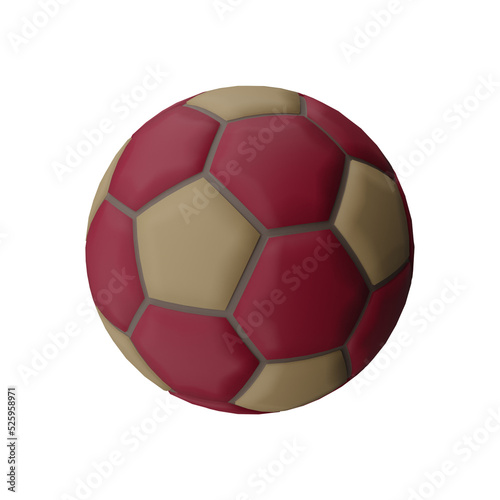 Maroon  gold and gray soccer ball on a transparent background