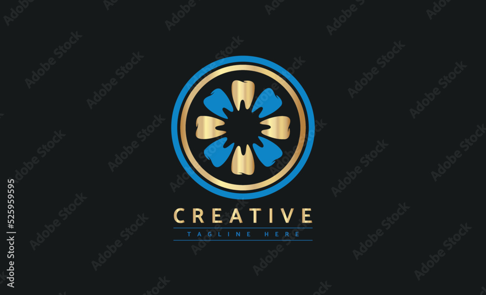 Dentist care creative concept. Flower symbol and Luxury style logo design template