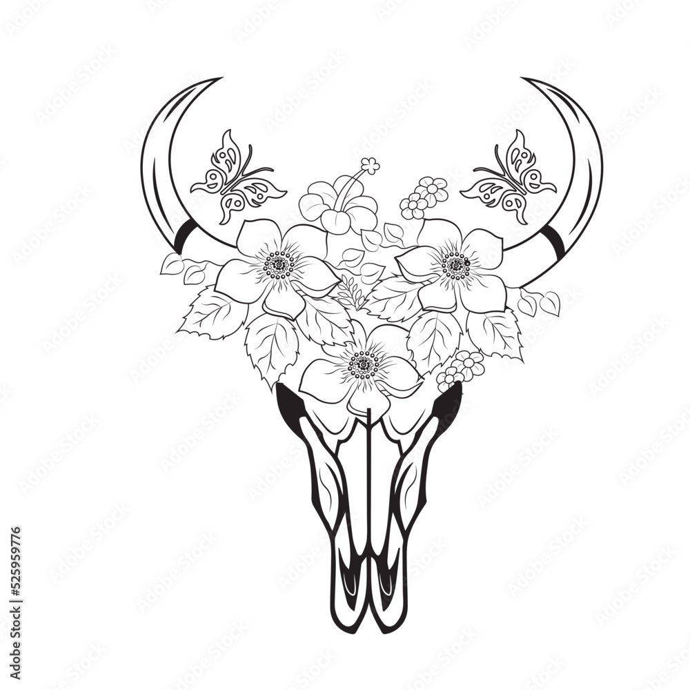 Cow Skull Desert floral leopard Svg png, cow skull svg, western svg ...