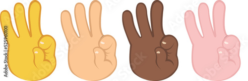 Vector illustration of hands of different colors making an ok or perfect gesture