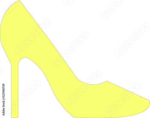 Heels Stilettos Yellow. Illustration of a shoe. High Heel