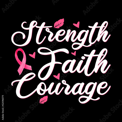 Breast Cancer Awareness Lettering  T-shirt Design With Pink Ribbon Best for Print Design Like T-shirt, Mug, Frame and Other