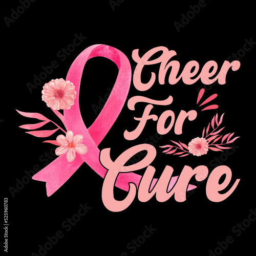 Breast Cancer Awareness Lettering  T-shirt Design With Pink Ribbon Best for Print Design Like T-shirt, Mug, Frame and Other