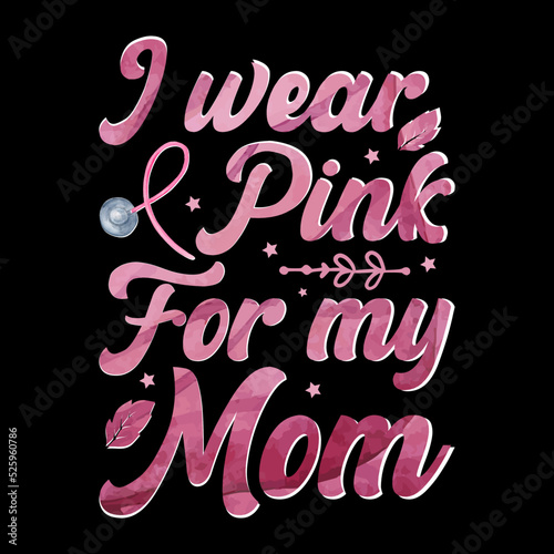 Breast Cancer Awareness Lettering  T-shirt Design With Pink Ribbon Best for Print Design Like T-shirt, Mug, Frame and Other
