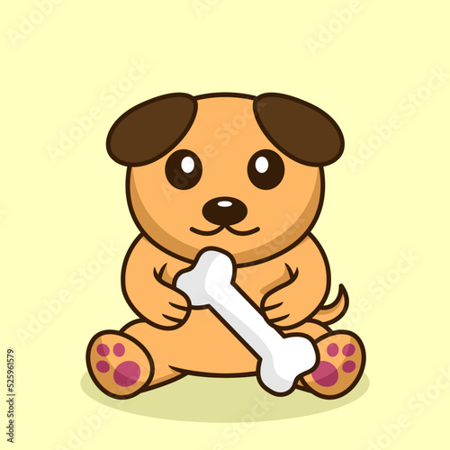 Vector premium illustration of cute dog carrying a bone