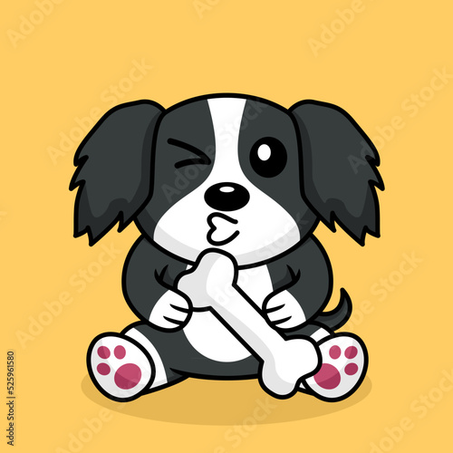 Vector premium illustration of cute dog carrying a bone