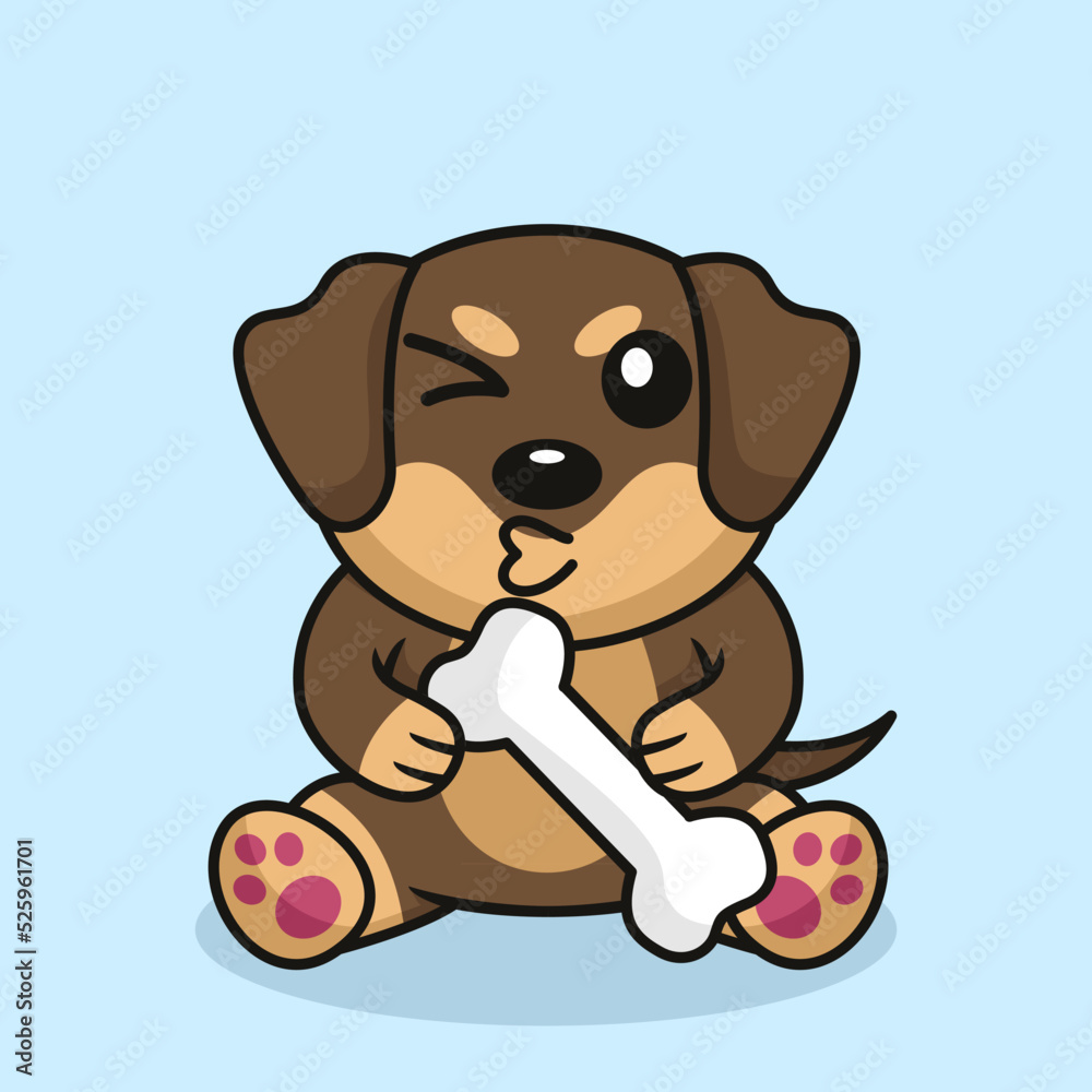 Vector premium illustration of cute dog carrying a bone Vector premium illustration of cute dog carrying a bone