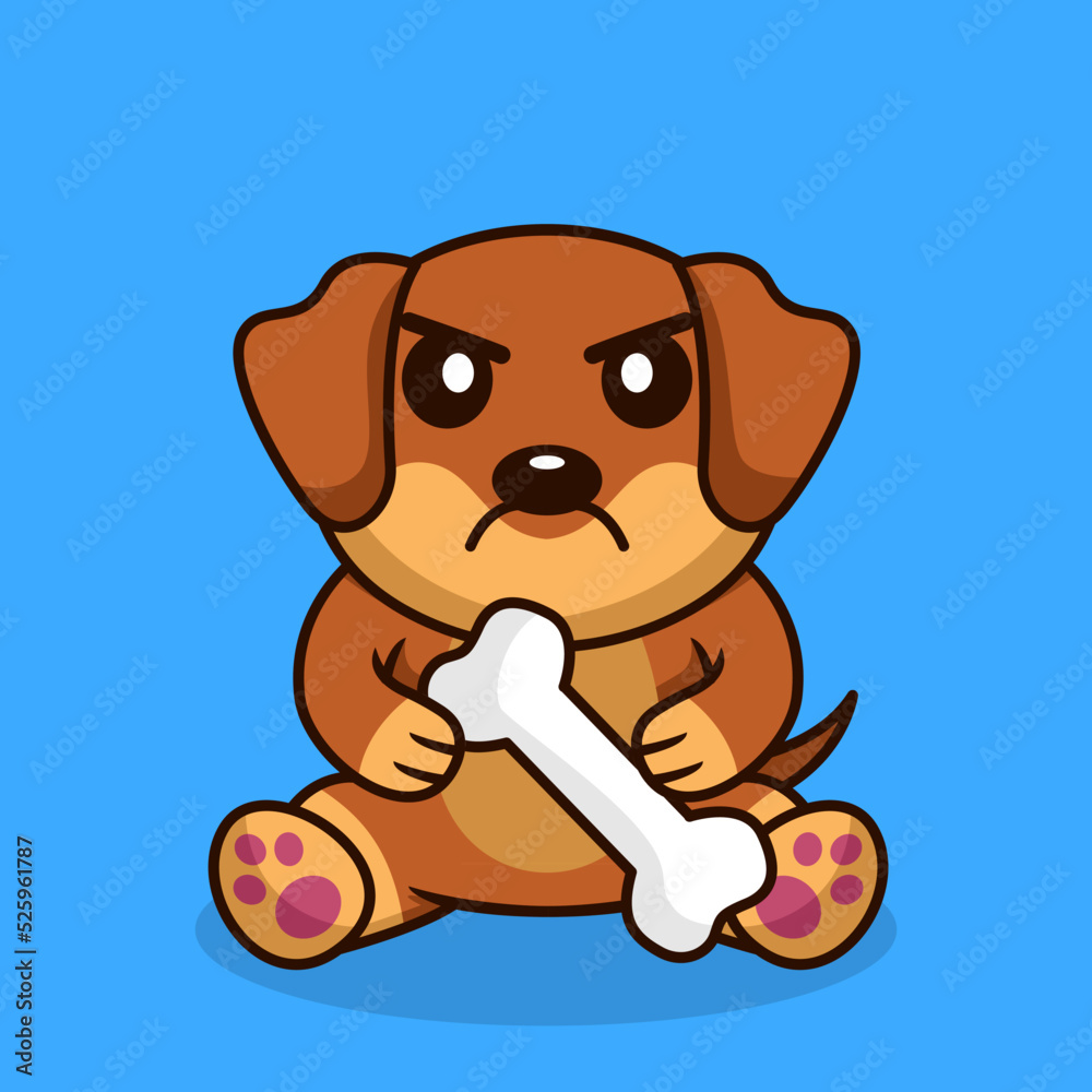 Obraz premium Vector premium illustration of cute dog carrying a bone