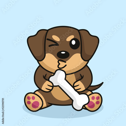 Vector premium illustration of cute dog carrying a bone