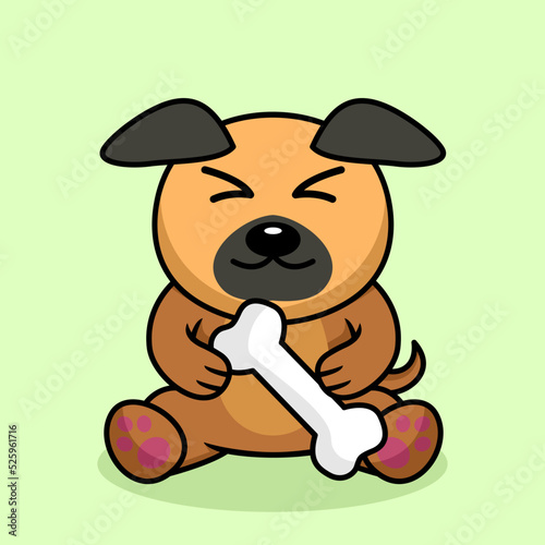 Vector premium illustration of cute dog carrying a bone
