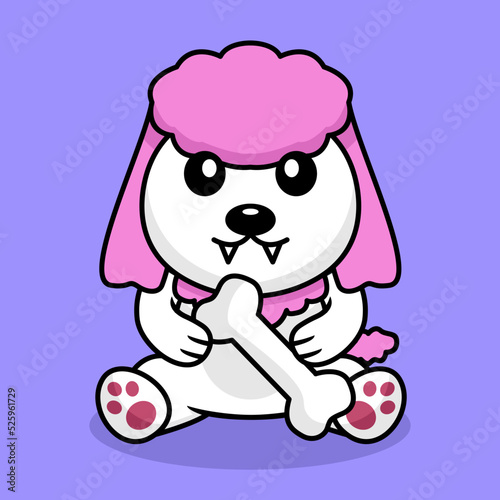 Vector premium illustration of cute dog carrying a bone
