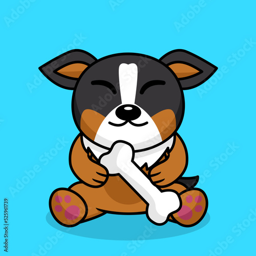 Vector premium illustration of cute dog carrying a bone