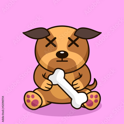 Vector premium illustration of cute dog carrying a bone