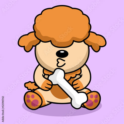 Vector premium illustration of cute dog carrying a bone