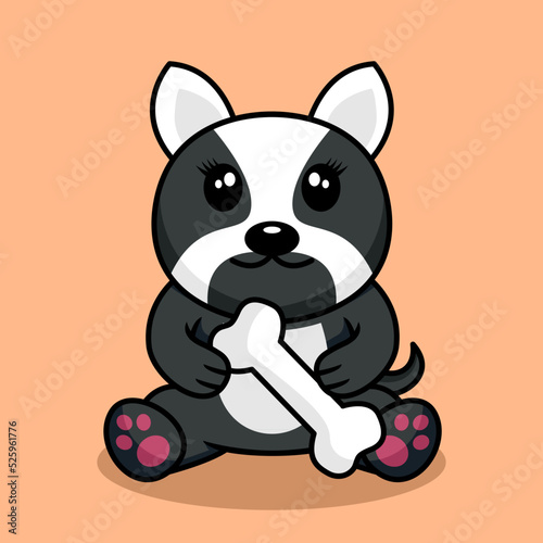 Vector premium illustration of cute dog carrying a bone