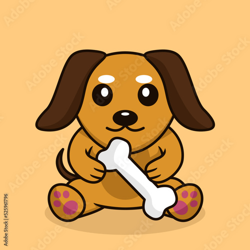 Vector premium illustration of cute dog carrying a bone