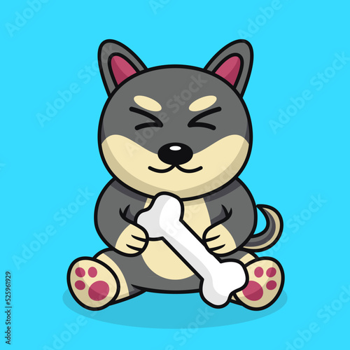 Vector premium illustration of cute dog carrying a bone