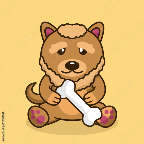 Vector premium illustration of cute dog carrying a bone
