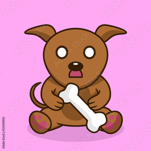 Vector premium illustration of cute dog carrying a bone