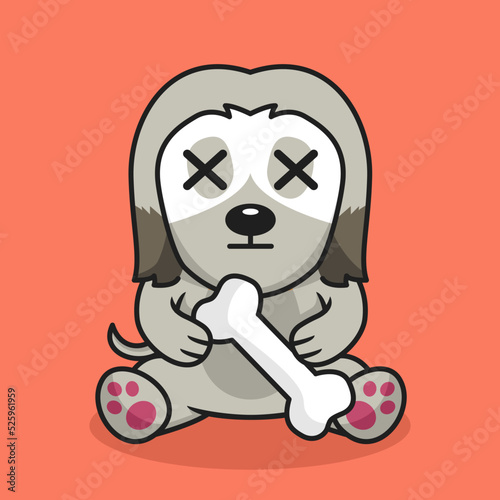 Vector premium illustration of cute dog carrying a bone