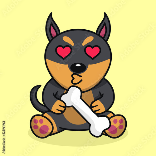 Vector premium illustration of cute dog carrying a bone