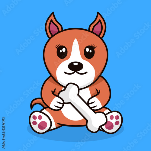 Vector premium illustration of cute dog carrying a bone