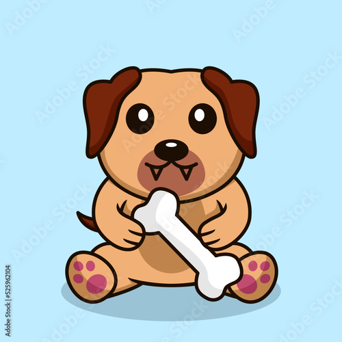 Vector premium illustration of cute dog carrying a bone