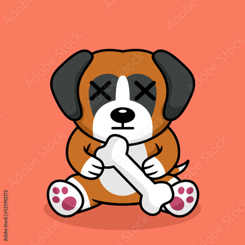 Vector premium illustration of cute dog carrying a bone