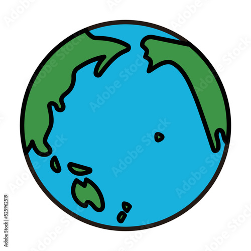 単純化された地球儀、太平洋地域、編集可能なベクターイラスト	
