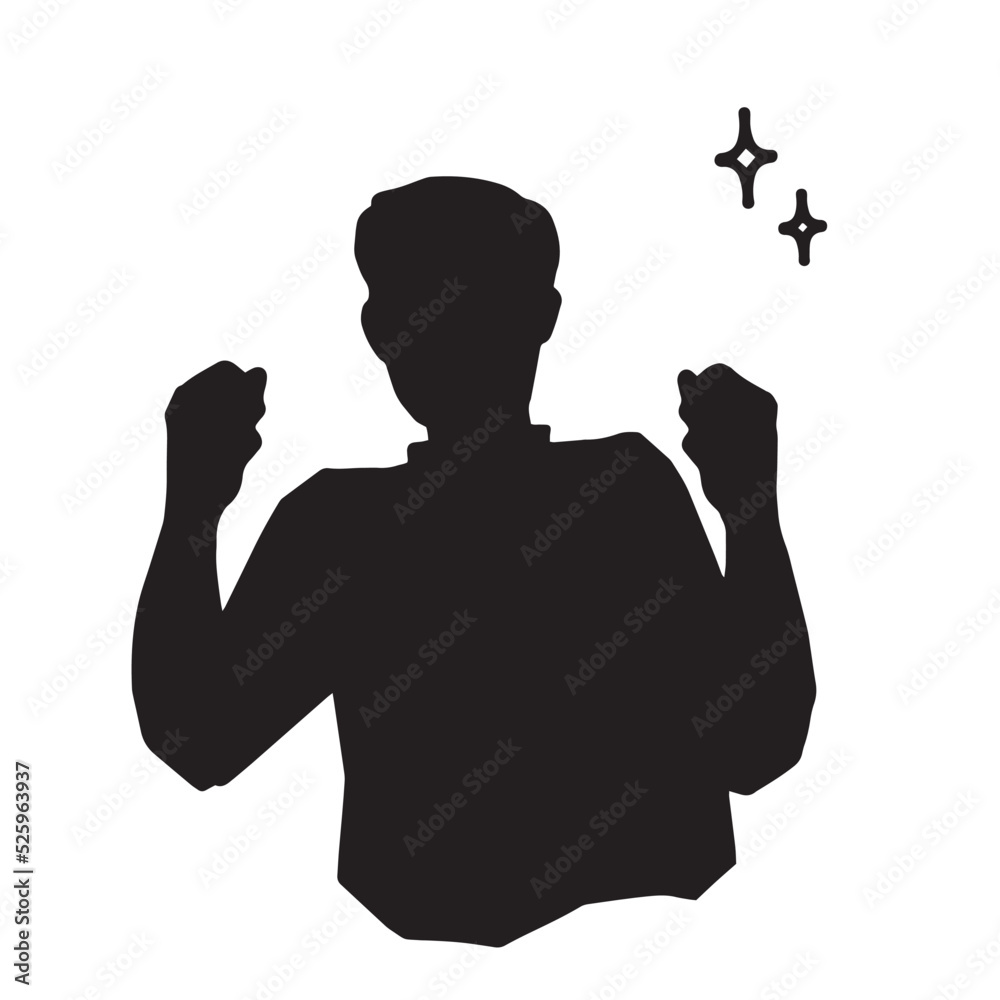 一生懸命励まし応援するシルエットの男性 黒 Stock Vector | Adobe Stock