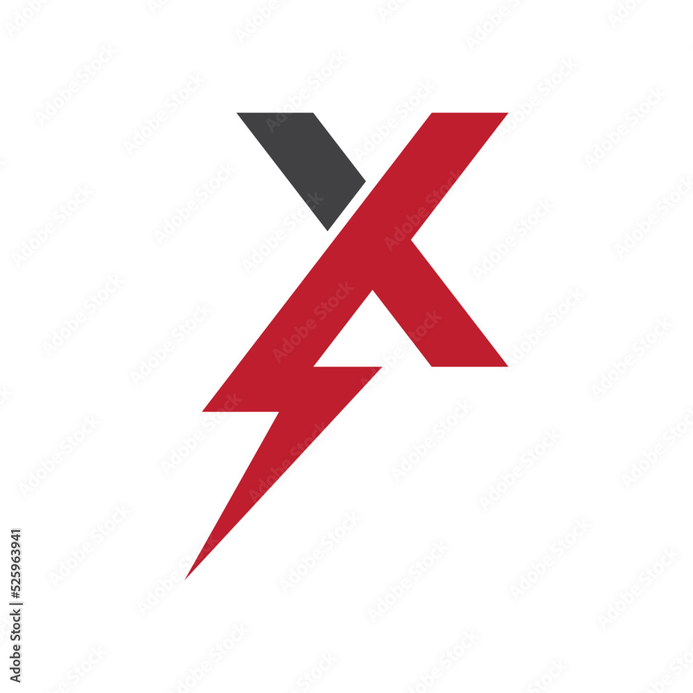 X letter initial Power lightning logo X letter initial Power lightning logo