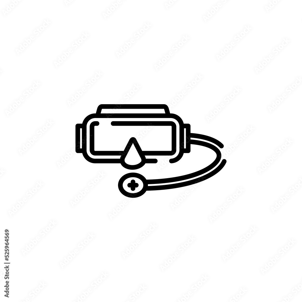 Diving Mask, Snorkel, Swimwear, Snorkelling Dotted Line Icon Vector Illustration Logo Template. Suitable For Many Purposes.