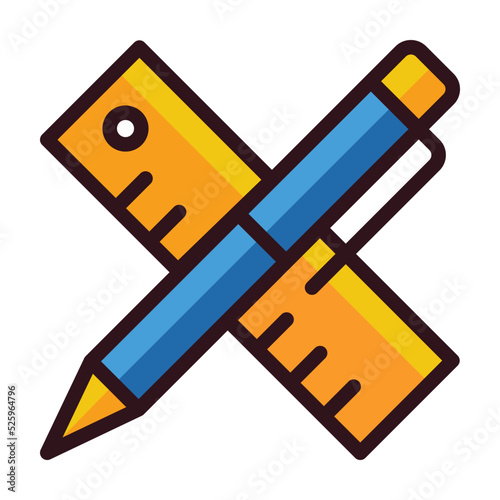 pen and ruler icon isolated on white background