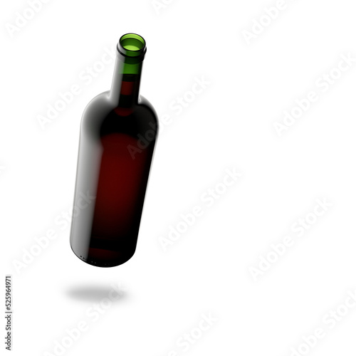 Mockup. Clean red wine bottle with screw cap isolated on white background. 3d illustration