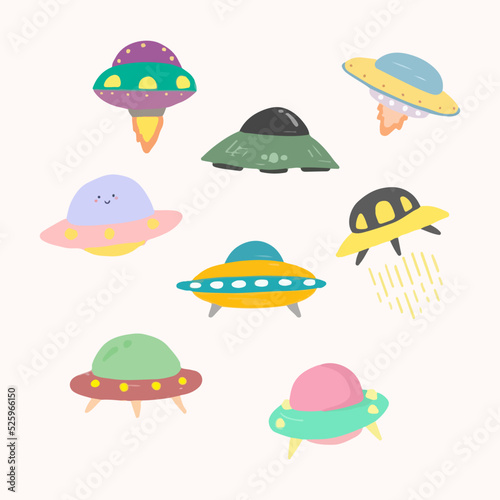 Ufo watercolor vector design elements