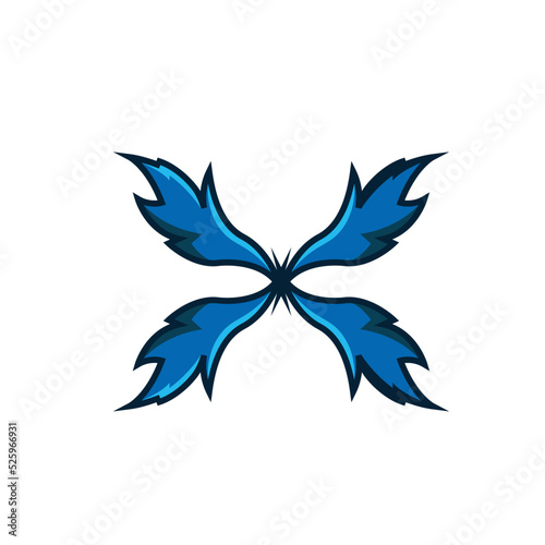 blue x letter tribal vector concept design