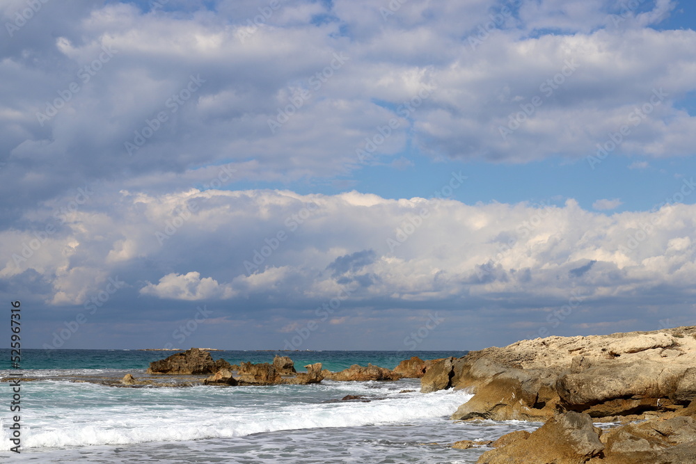 Clouds in the sky over the Mediterranean Sea.