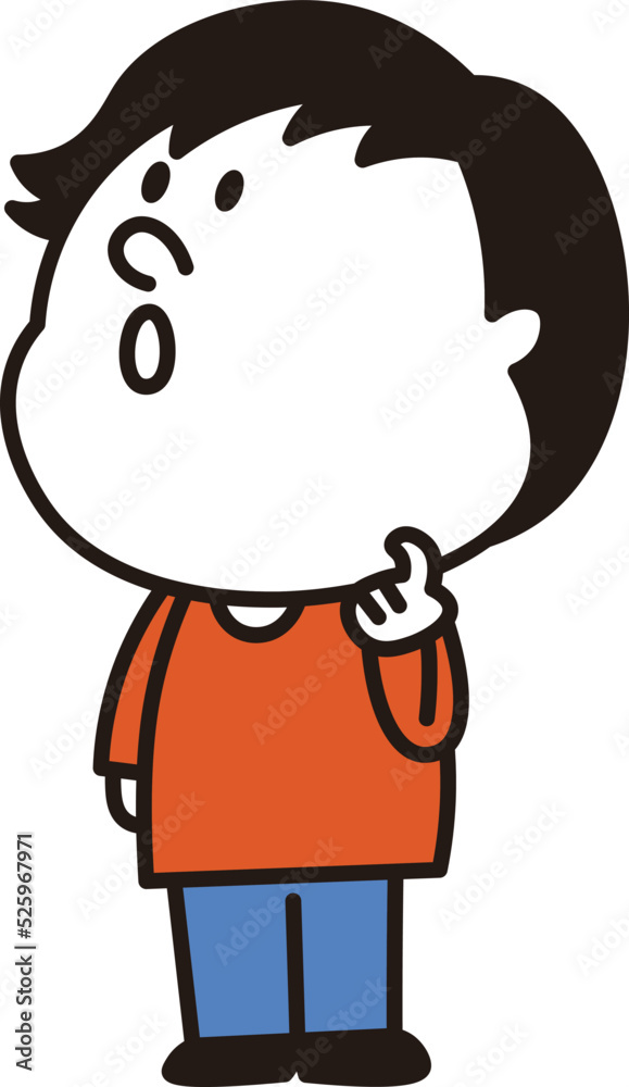 Obraz premium 考え事をしている子供のイラスト素材