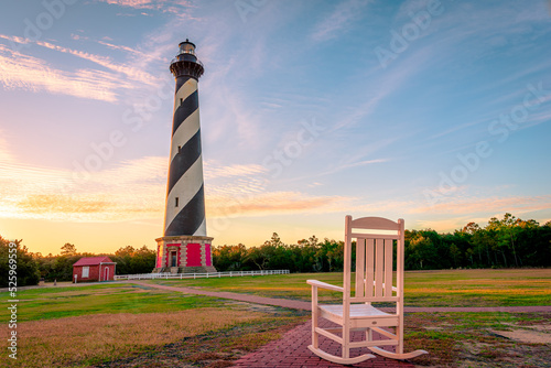 Stampa su tela Cape Hatteras Lighthouse on Hatteras Island in the Outer Banks in the town of Buxton, North Carolina