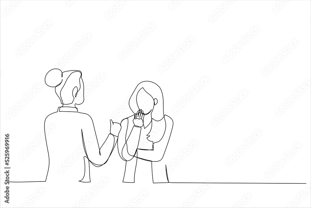 Cartoon of asian businesswomen. Single continuous line art style Cartoon of asian businesswomen. Single continuous line art style
