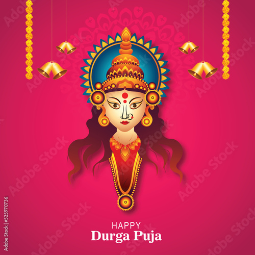 Happy navratri artistic durag face for durga puja indian celebration card background